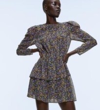 Zara multicoloured floral print tiered mini dress