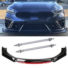 For Kia Forte Forte5 Koup GT Front Bumper Lip Splitter Diffuser Gloss+Strut Rods