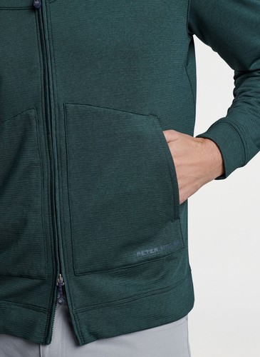Peter Millar Men's Beaumont Performance Full-Zip Hoodie Balsam Green Large - Picture 4 of 5