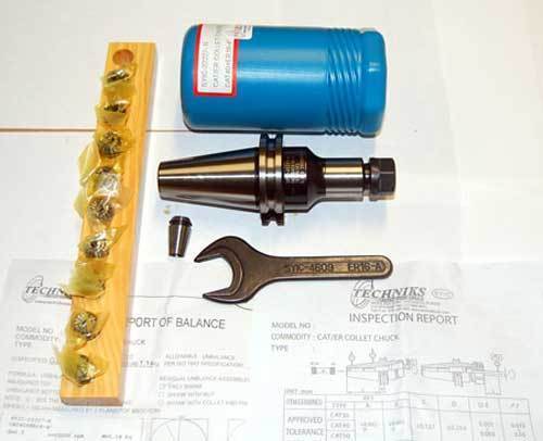 12 Pc Techniks CAT 40 ER 16-4 25K CNC Collet Chucks Kit-10 Pcs.Collet Set,Wrench - Picture 1 of 1