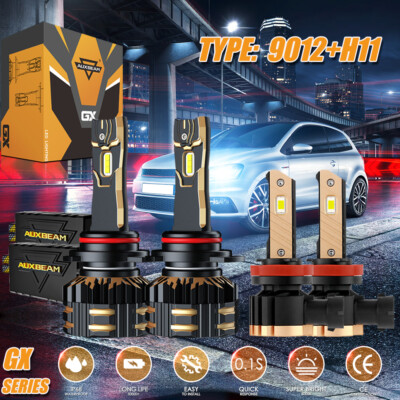 AUXBEAM 9012+H11 CANBUS LED Headlight Bulbs Hi/Low Fog For Toyota RAV4 2016-2018