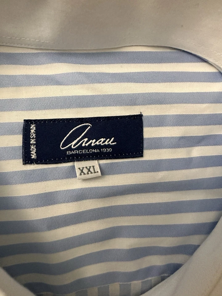 NUEVO CON ETIQUETAS Camisa Arnau Barcelona Manga Larga, Rayas Abotonada Talla XXL! Camisa de vestir Foto 4 de 4