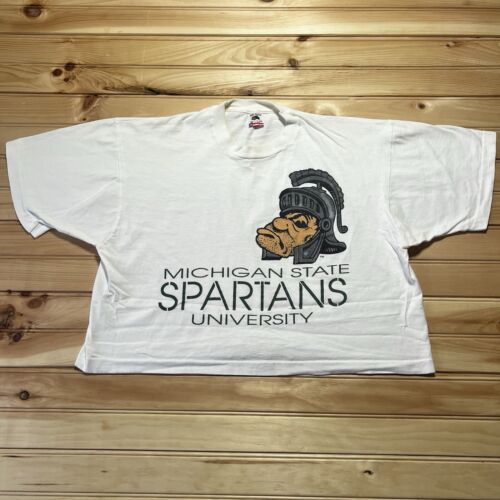 Vintage 80s 90s Michigan State Spartans University Work Out Crop Shirt Size OSFA