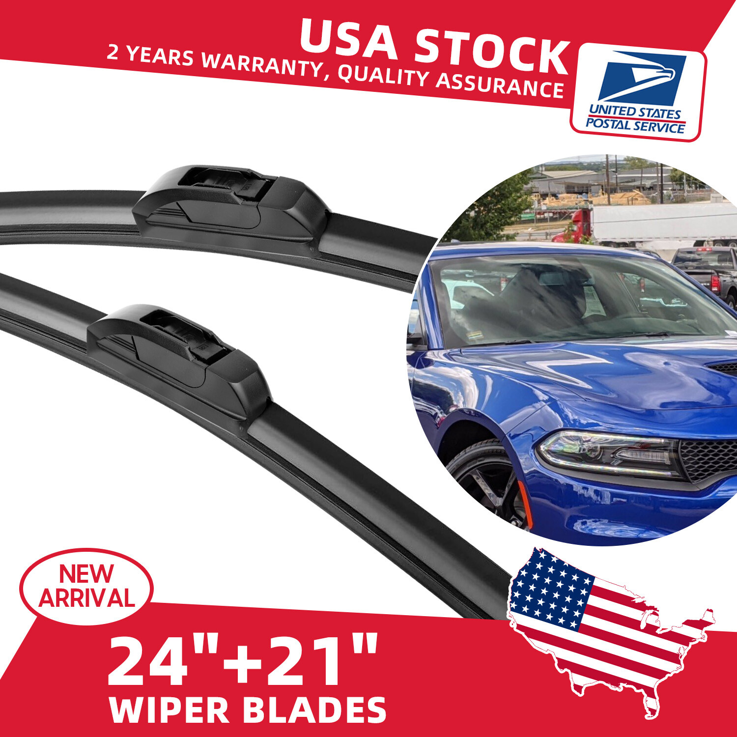 Set of 2 Windshield Wiper Blades for Saturn Aura 2007-09 & Outlook 2007-2010 - 24 and 21 Inch