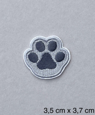 Bügelbild, Patch, Aufnäher, Aufbügler, Flicken TIERE/HUND/PFOTE/TATZE/grau