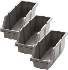 Seville Classics 3-Pack Medium Gray Bins for Bin Rack SHE16509, SHE16510