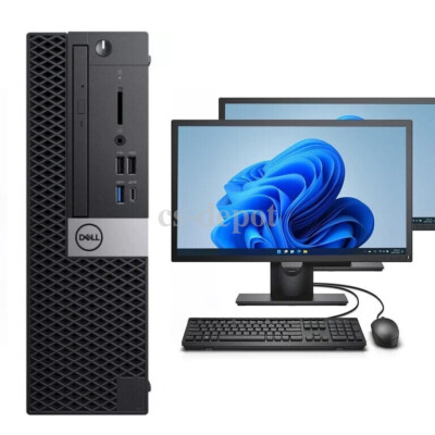 Dell Desktop Computer PC i5 8th 32GB RAM, 1TB SSD Dual 24'' LCDs Windows 11 WiFi