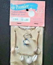Premier Doll Gold and Seashells Necklace  Earrings X80 15-20  Cissy NOS