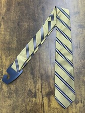 Brooks Brothers Gold Fleece W/ Navy  Silver Stripes 100 Silk Boy's Necktie 50"