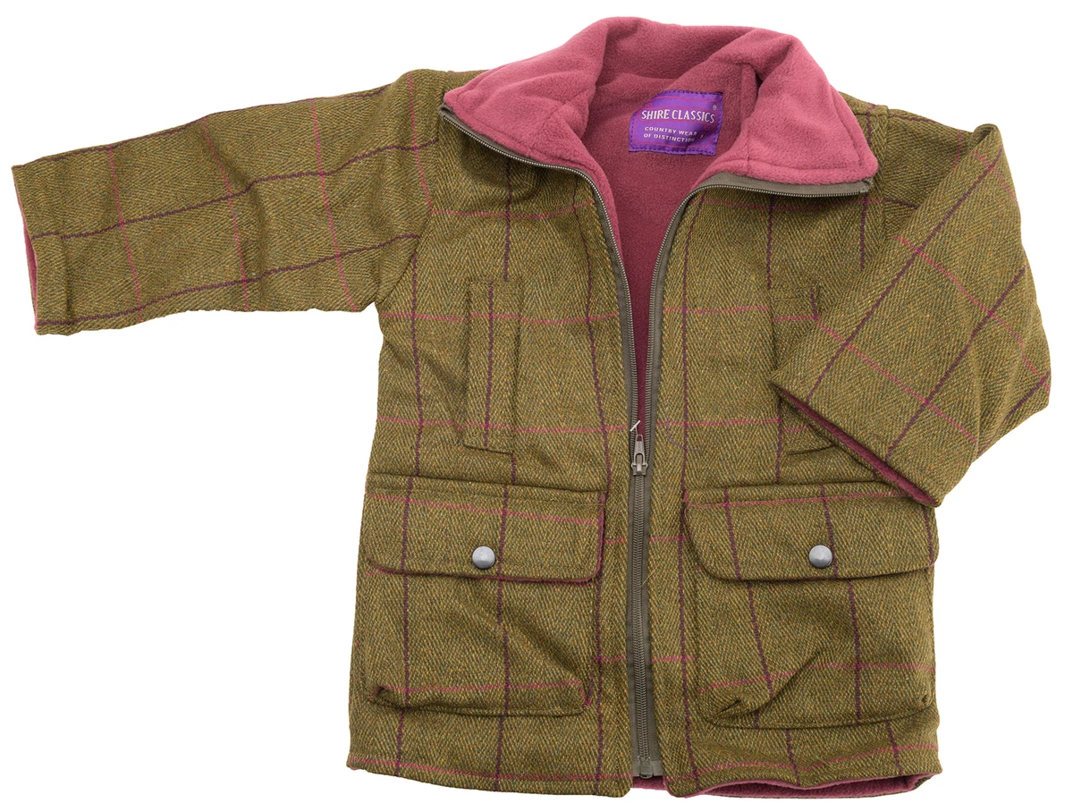Girls Childrens Tweed Coat for Ages 2 10 Years Fleece Lining Winter Jacket