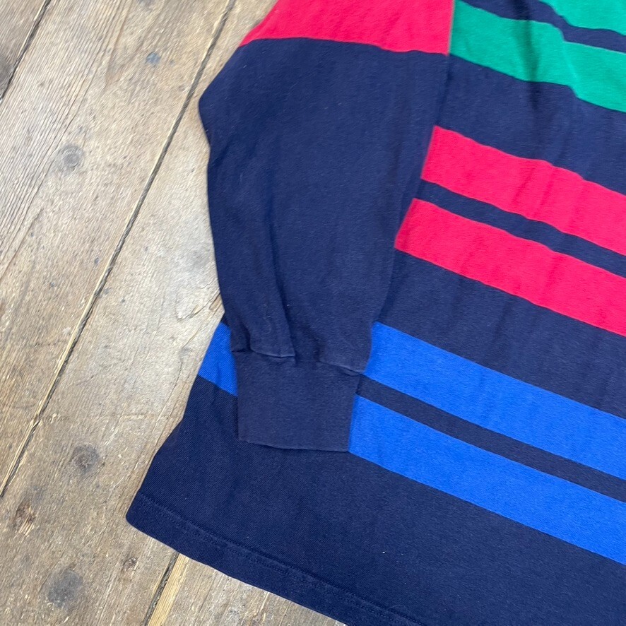 Rugby Polo Shirt USA 90s Striped Vintage Sports Top, Multi, Mens Large image 6