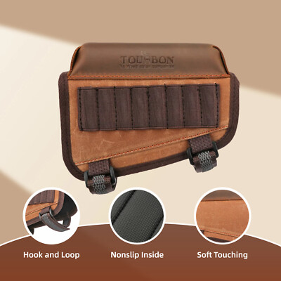 Canvas Shooting Gunstock Cheek Raiser Rest Rifle 10 Round Ammo Holder-Right Hand