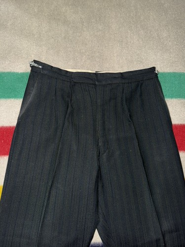Vintage 40s 50s Aero Zipper Herringbone Twill HBT Pinstripe Trousers Pants 34x29 - Picture 8 of 18