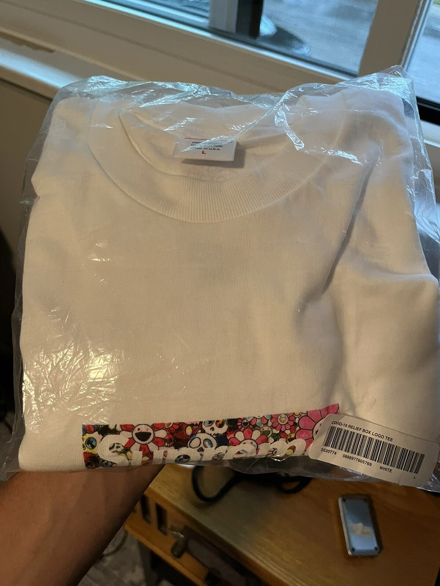 Supreme x Takashi Murakami Relief Box Logo Tee Size L New