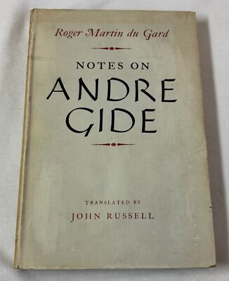 1953 Roger Martin Du Gard NOTES ON ANDRE GIDE ~ hc dj ~ jacket clipped, has wear