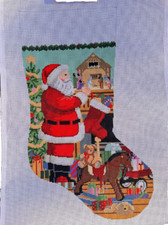 Susan Roberts Santa Nativity Handpainted Needlepoint Canvas Christmas Stocking
