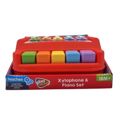 Toy Xylophone & Piano Combo Set.  (5) Five - Key Play Right