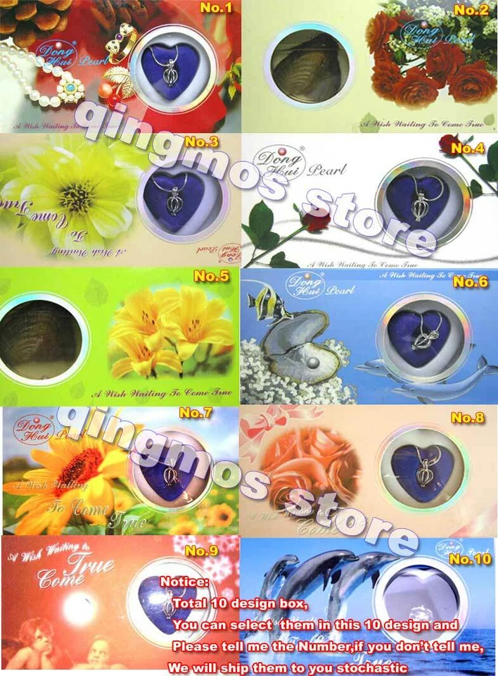 Wholesale 7X Wish Pearl Heart Pendant Oyster Chokers Necklace for Women set 3621 - Image 4 of 4