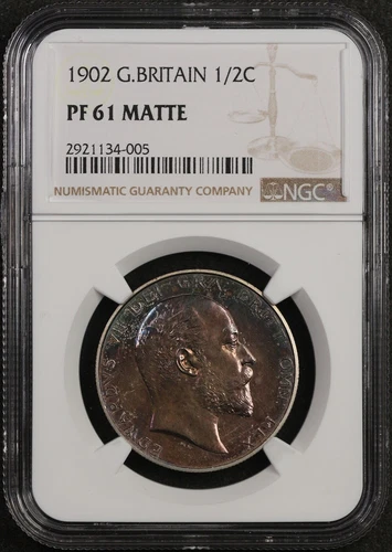 1902 Great Britain Half Crown (1/2C), Matte Proof - NGC PF 61 Matte