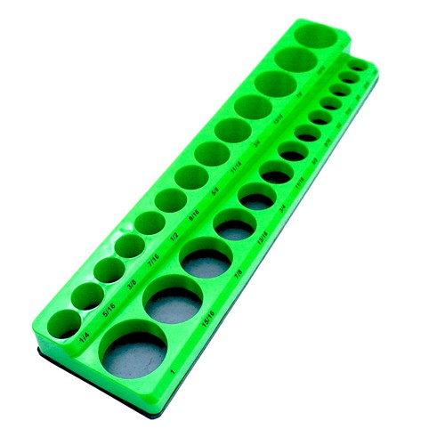 3pcs 1/2 3/8 1/4-inch Drive SAE Green Magnetic Socket Organizer Socket Holder - Picture 6 of 12