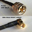 RFC240 PL259 UHF Male to SMA MALE RIGHT Angle Coax RF Cable Lot