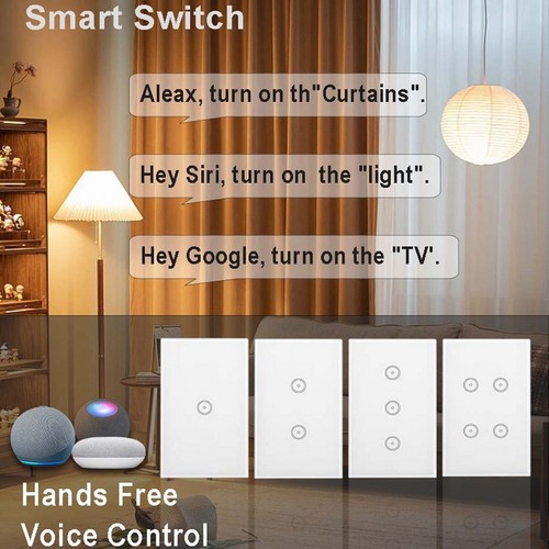 1/2/3/4 Gang Matter Smart Wifi Touch Light Switch For Homekit Alexa Google Home - Picture 3 of 24