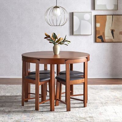 Simple Living Harrisburg Tobey 5-piece Compact Round Dining Set Faux Leather
