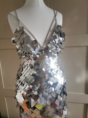 asos edition square paillette sequin midi dress in silver ASOS EDITION square paillette sequin midi dress in silver - UK8 - New W.  Tags