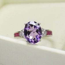 Natural Purple Amethyst Ring With 925 Sterling Silver in All Sizes Available