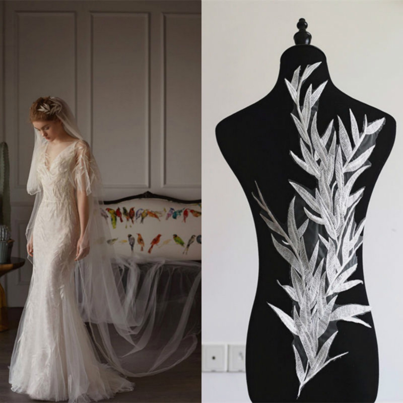1m DIY Lace Embroidery Leaf Applique Craft Sewing Pattern Bridal Wedding Dress