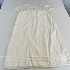 Gap Casual Dress Womens Small Creme Eyelet Relax Spring Short Sleeve Pockets