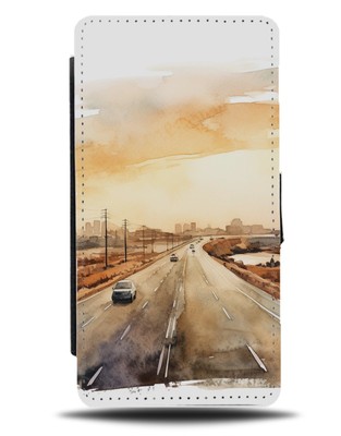 Aquarell Autobahn Flip Geldbörse Etui Autobahn Autobahn High Way Long Road DJ05
