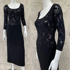 Vintage 90’s Nicole Miller Collection Stretchy Black Maxi Dress, Size 2