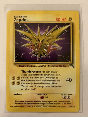 Zapdos 30/62 - Rare Non-Holo Fossil Set - Pokemon Card - WOTC