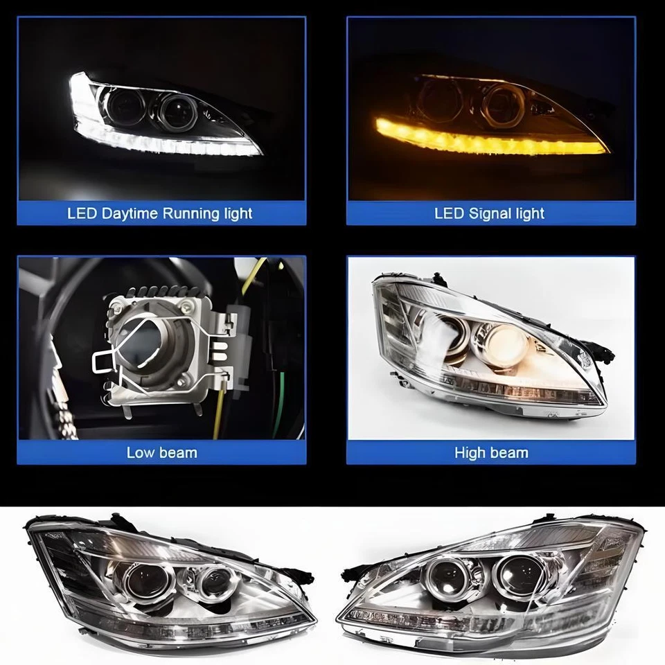 1 par de faros proyectores de xenón DRL para Benz Clase S W221 S400 S550 2007-2009 Foto 4 de 4