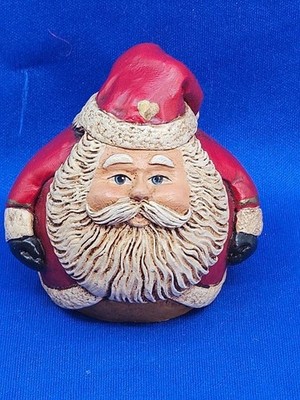 Vtg Early Jim Shore Chubby Roly Poly Santa Figurine 1990 Signed JS 2.5'' Tall