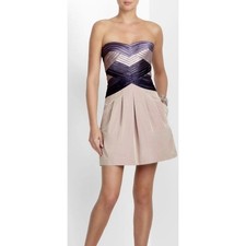 BCBGMAXAZRIA Hana Cocktail Dress Womens 10 Mauve Rose Pleated Bandage Mini