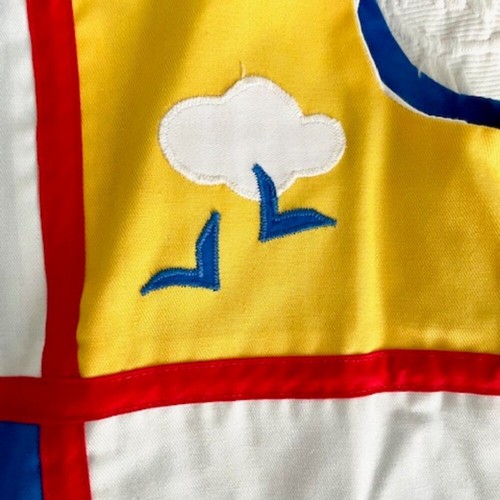 Fischel by Johnston Vintage Retro Sailboat Seaguls Blue Yellow Dress Size 3T - 第 2/5 張圖片
