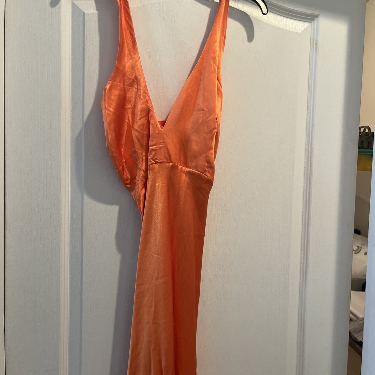 white christmas dresses One Shoulder Cut Out Satin Slit Dress, Orange / Xs main image 0