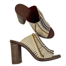 Tory Burch Pecha Woven Leather Shoes Mules Sandals in Dulce de Leche 9.5M