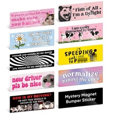 Funny Car Bumper Magnet New Driver Warning Decal 3 x 8.5 Inch Chaotic 10 Pc