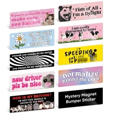 Funny Car Bumper Magnet New Driver Warning Decal 3 x 8.5 Inch Chaotic 10 Pc