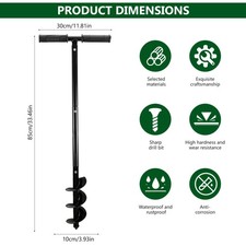 4" 6" 8" Manual Hand Earth Auger Fence Post Drill Soil Digger Hole Borer Digger