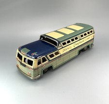 1950s Tin Friction Greyhound Lines Scenicruiser Bus / Original Vtg Japan Tin Toy