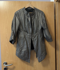 Damen Lederjacke Grau S/M halblang Reißversc...