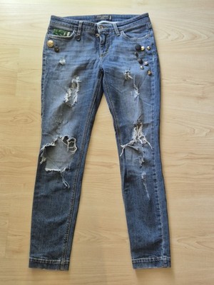 Dolce & Gabbana Patchwork Jeans Blau IT44 W29 Coin Button Guter Zustand