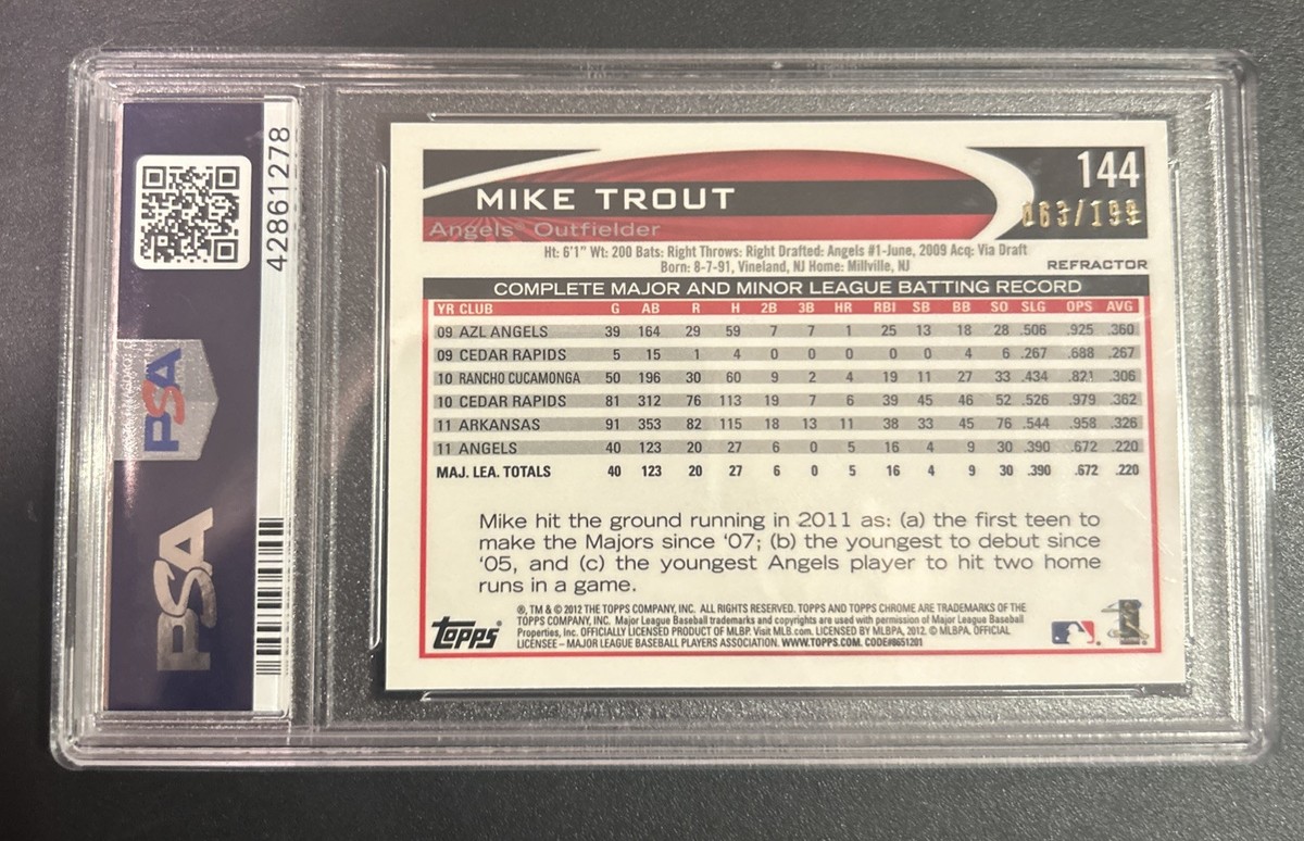 2012 Topps Chrome - Mike Trout #144 Blue Refractor /199 for sale