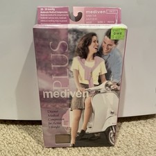 Mediven 10401 Calf Compression Stockings 20-30mmHg Open Toe Beige Sz I EW Petite