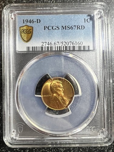 1946-D Lincoln 1c Cent PCGS MS 67 RD Wheat Penny, Upgrade Potential. - Picture 2 of 3