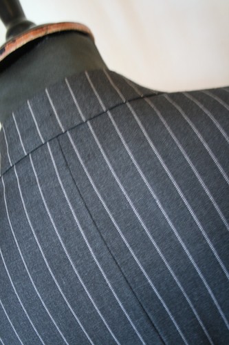 Vtg M&S luxury grey stripe 3 button 2 piece suit 40 W 36 L 33 mod revival - Picture 19 of 24